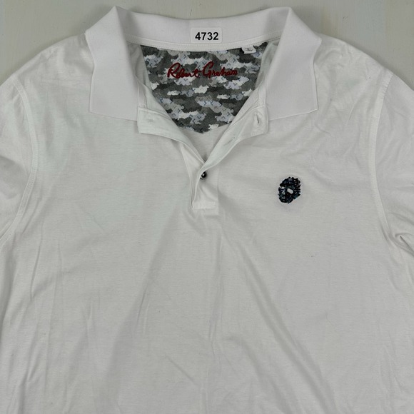 Robert Graham Other - Robert Graham White Polo Shirt Men Large Embroidered‎ Skull Soft Supima Cotton